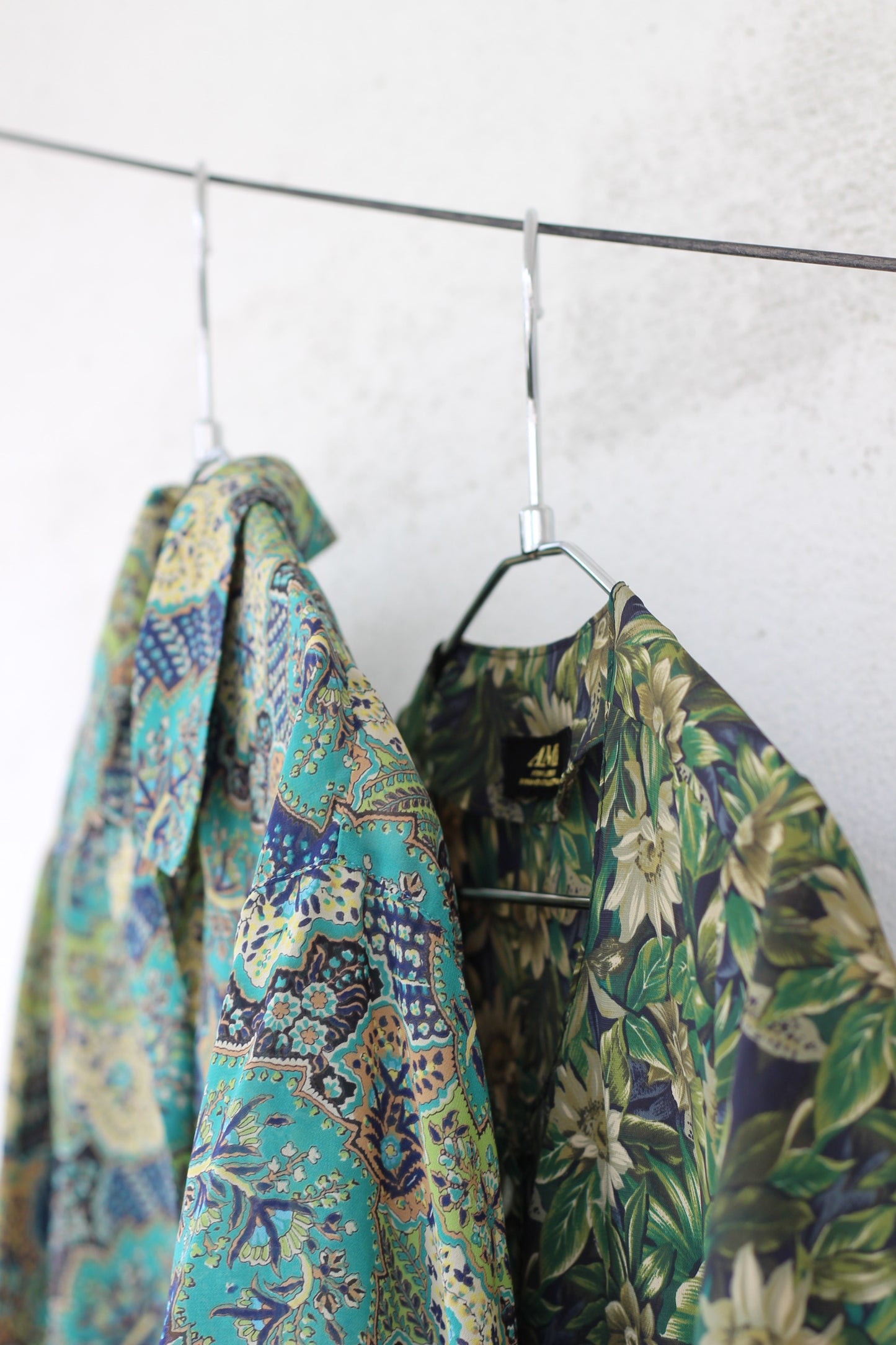 Vintage Blue Green Design Short Sleeve Blouse x7点