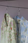 Vintage Blue Green Design Short Sleeve Blouse x7点