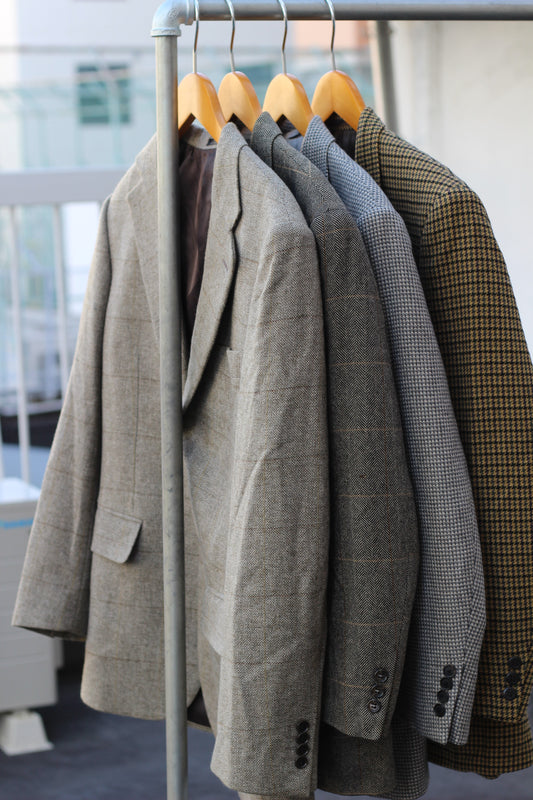 Men's Check Design 100% Cashmere Tailored Jacket x4点