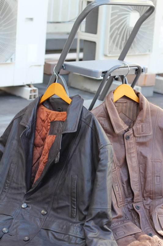 Men's Brown Leather Jacketx2点