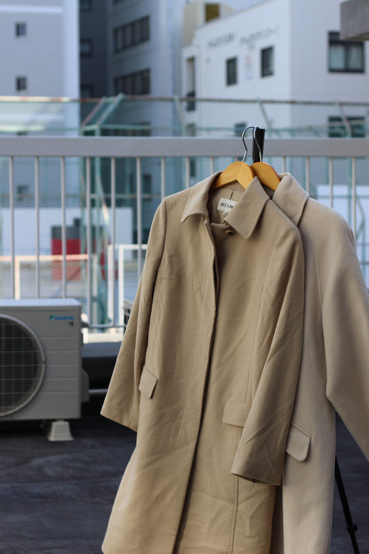 Women's Beige & White Cashmere100% Coat x2点