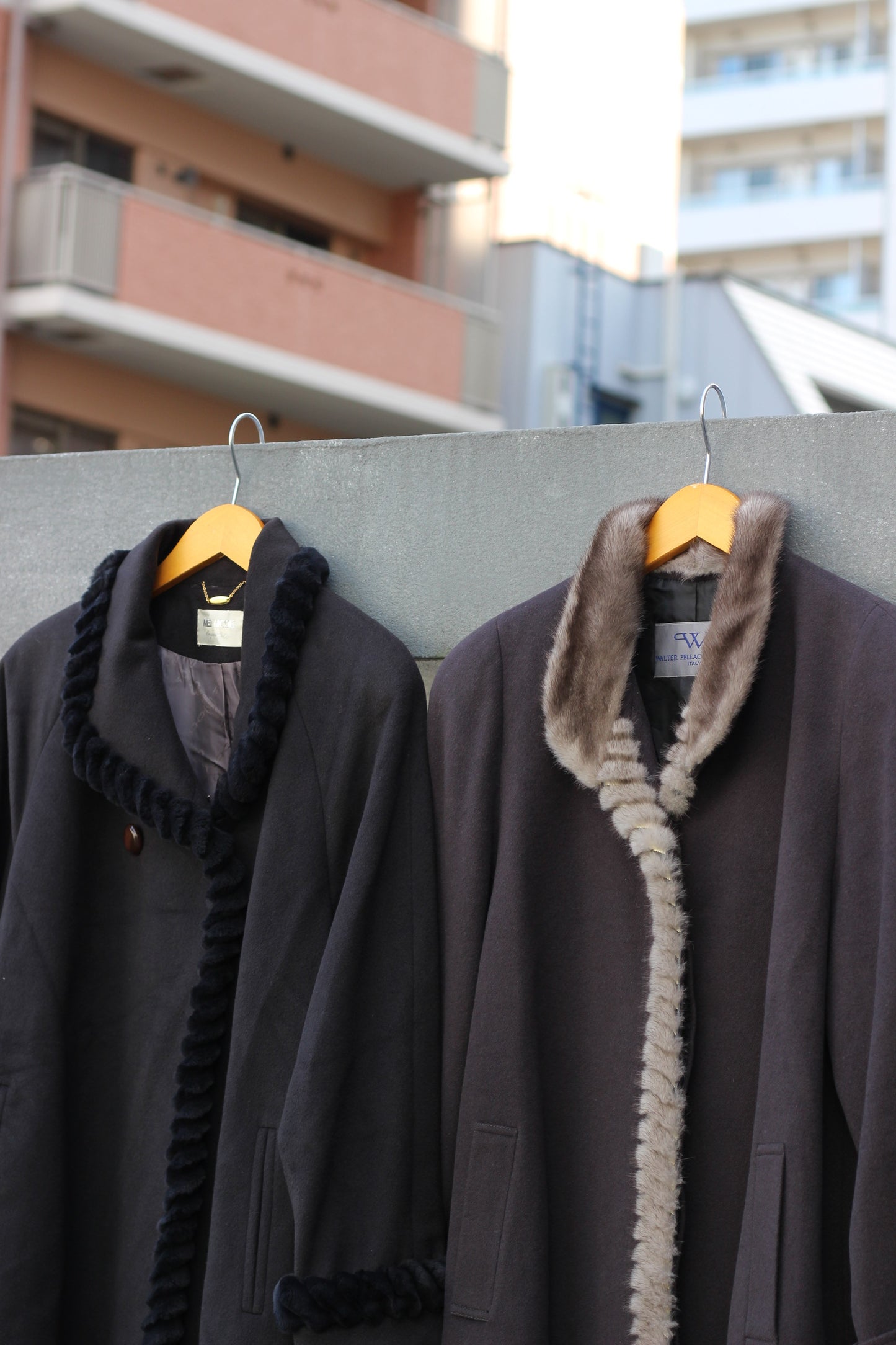 Women's Cashmere100% Fur Collar Coat x2点