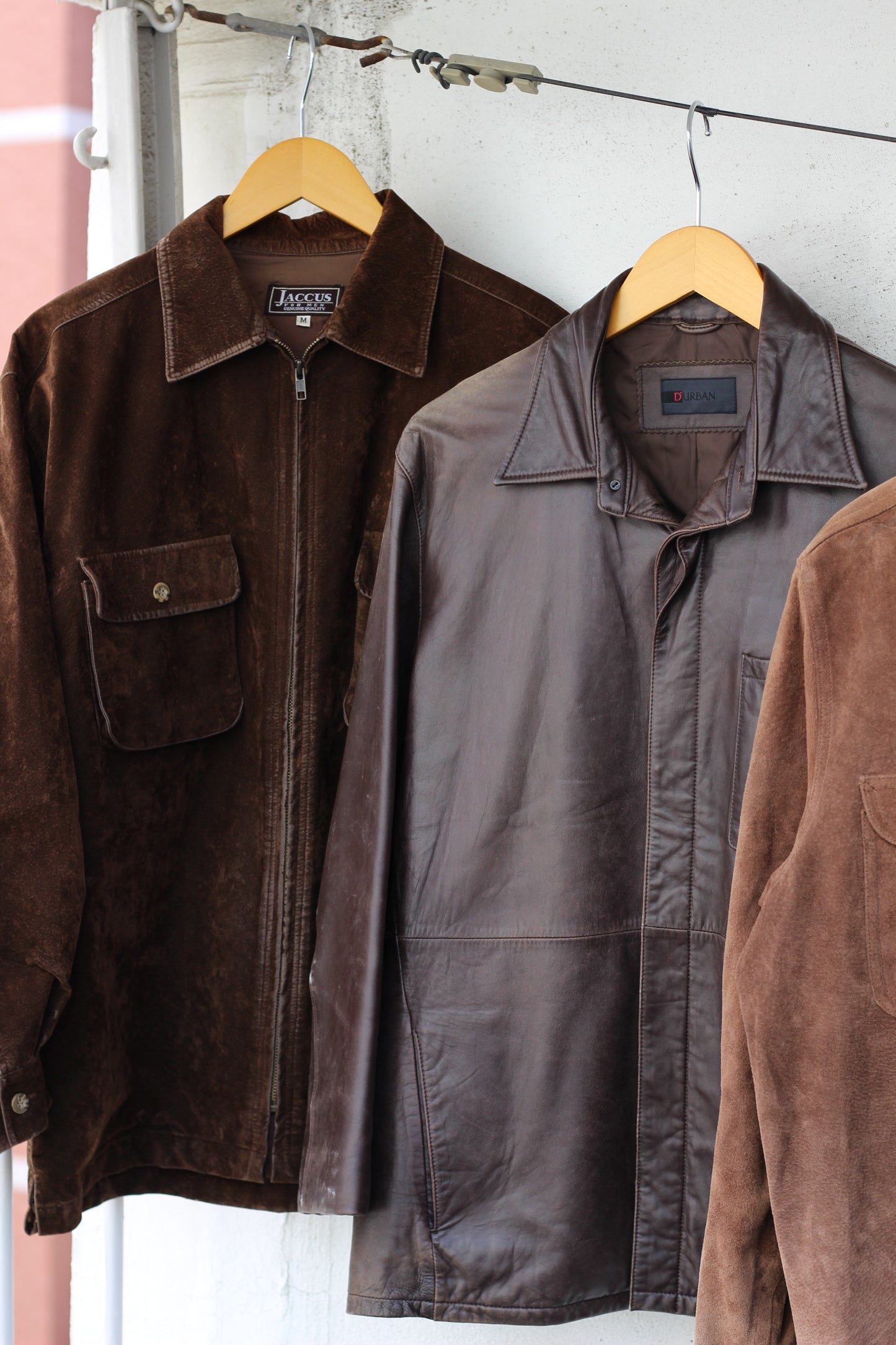 Men's brown leather jacket x10点