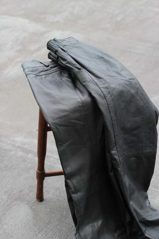 Women's Vintage Black Leather Pants x2点