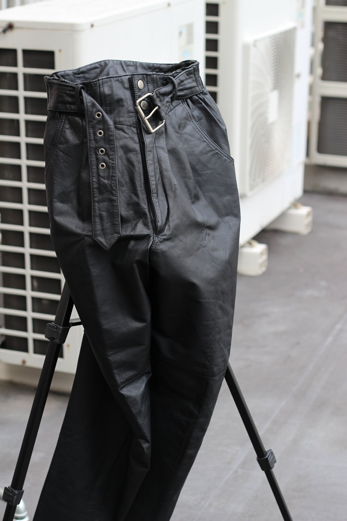 Women's Vintage Black Leather Pants x2点