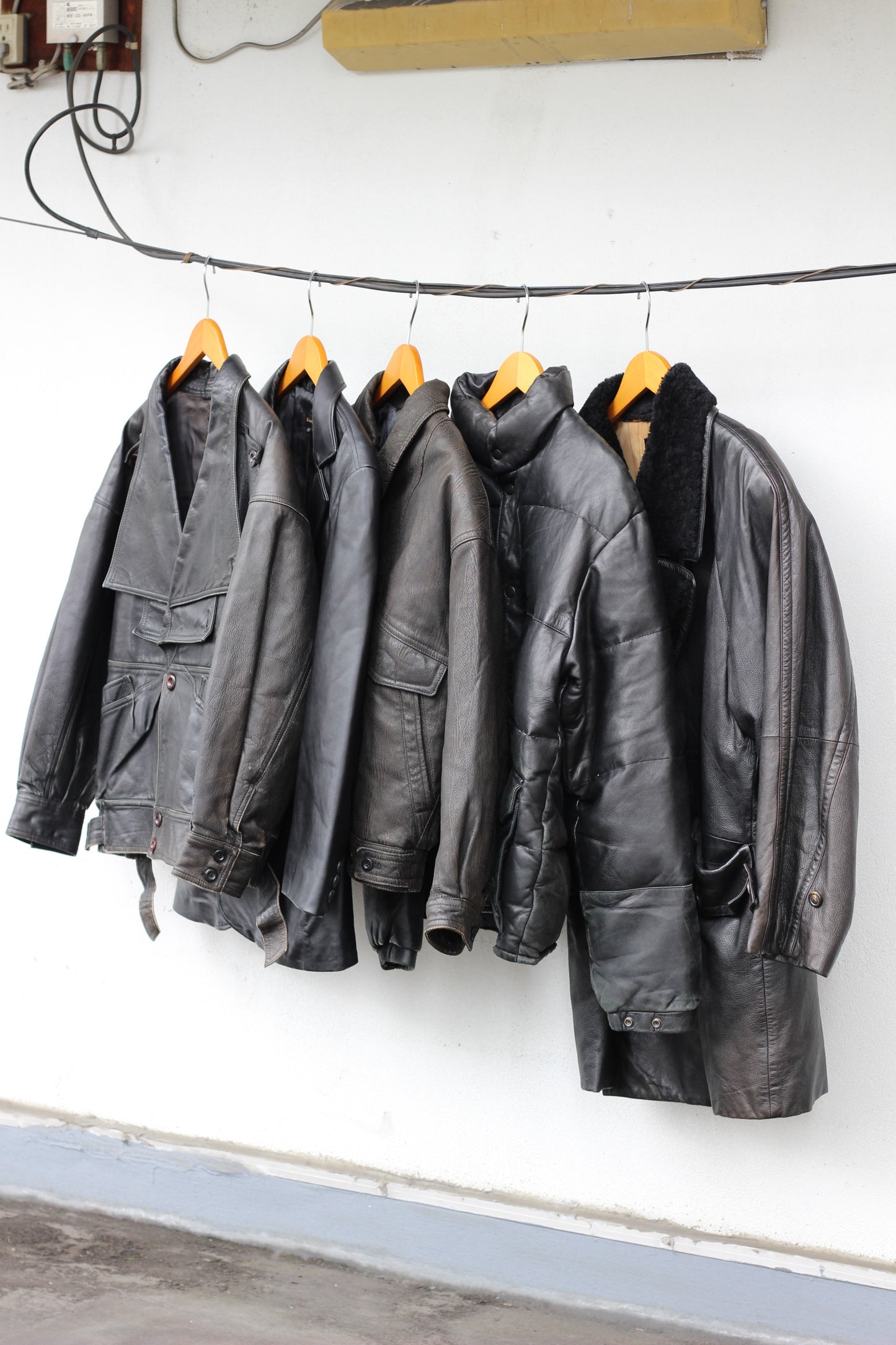 Men's black leather jacket x5点