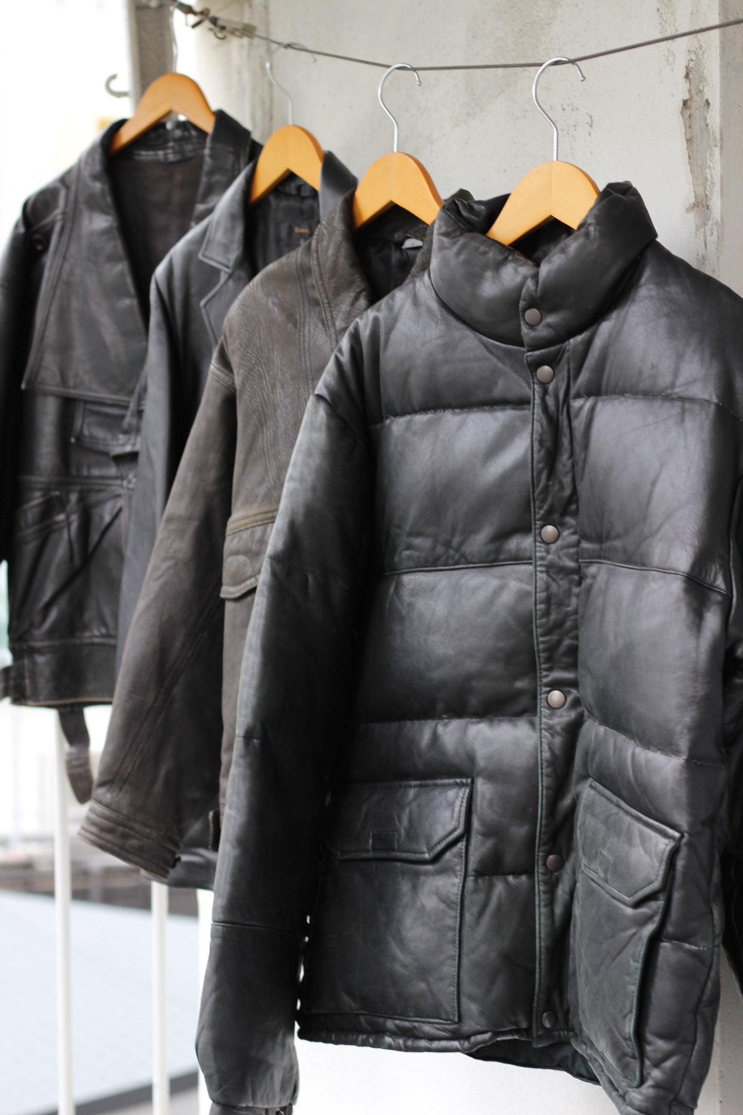 Men's black leather jacket x5点