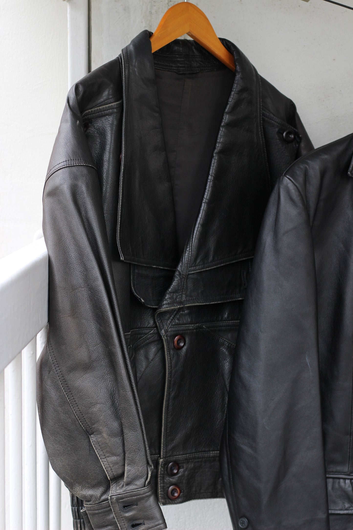 Men's black leather jacket x5点