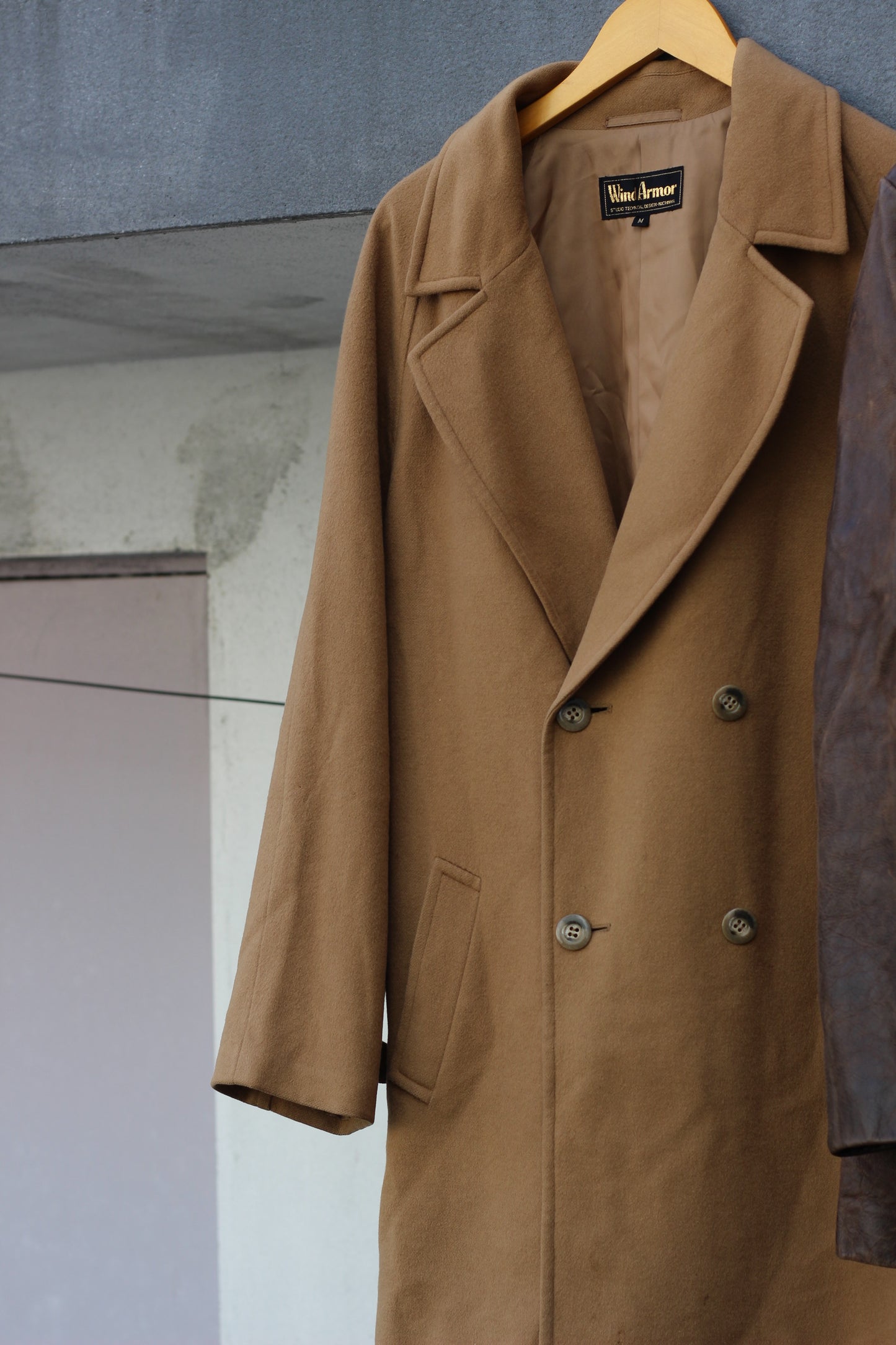 Men's Vintage Wind Armor Leather Jacket & 100% Cashmere Coat x2点