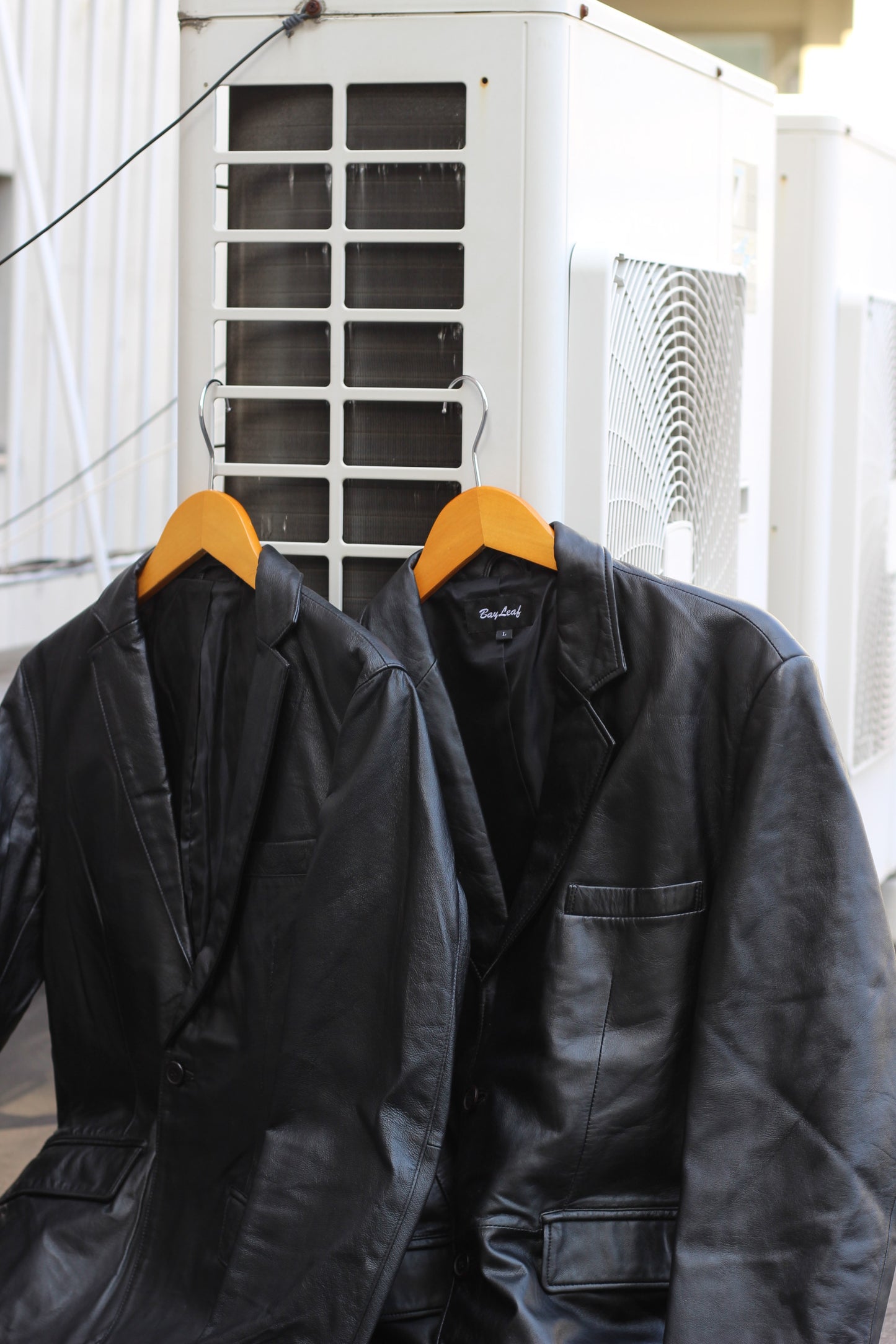 Men's Vintage Black Leather Tailored Jacket x3点
