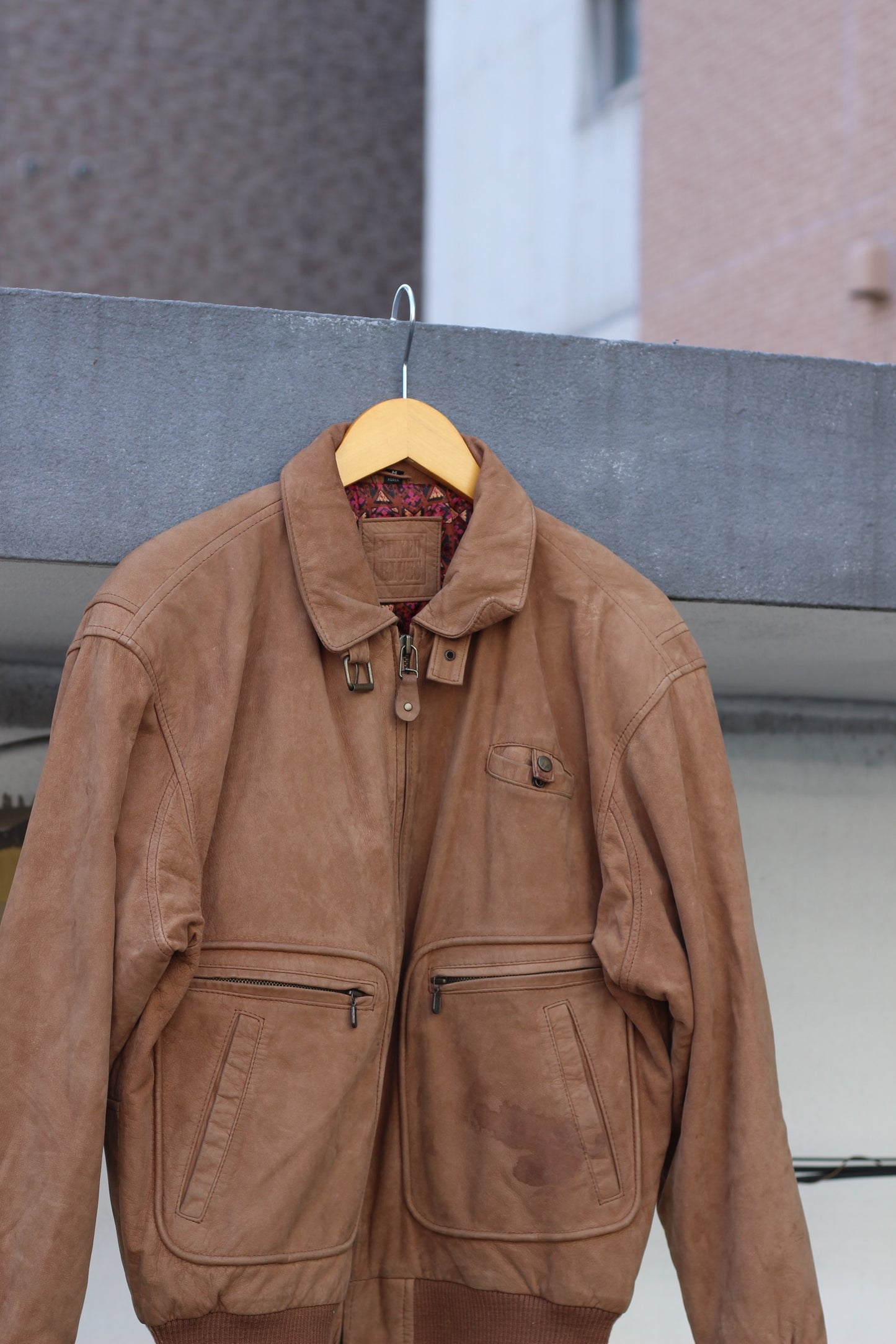 Men's Vintage Brown Short Leather Jacket x3点