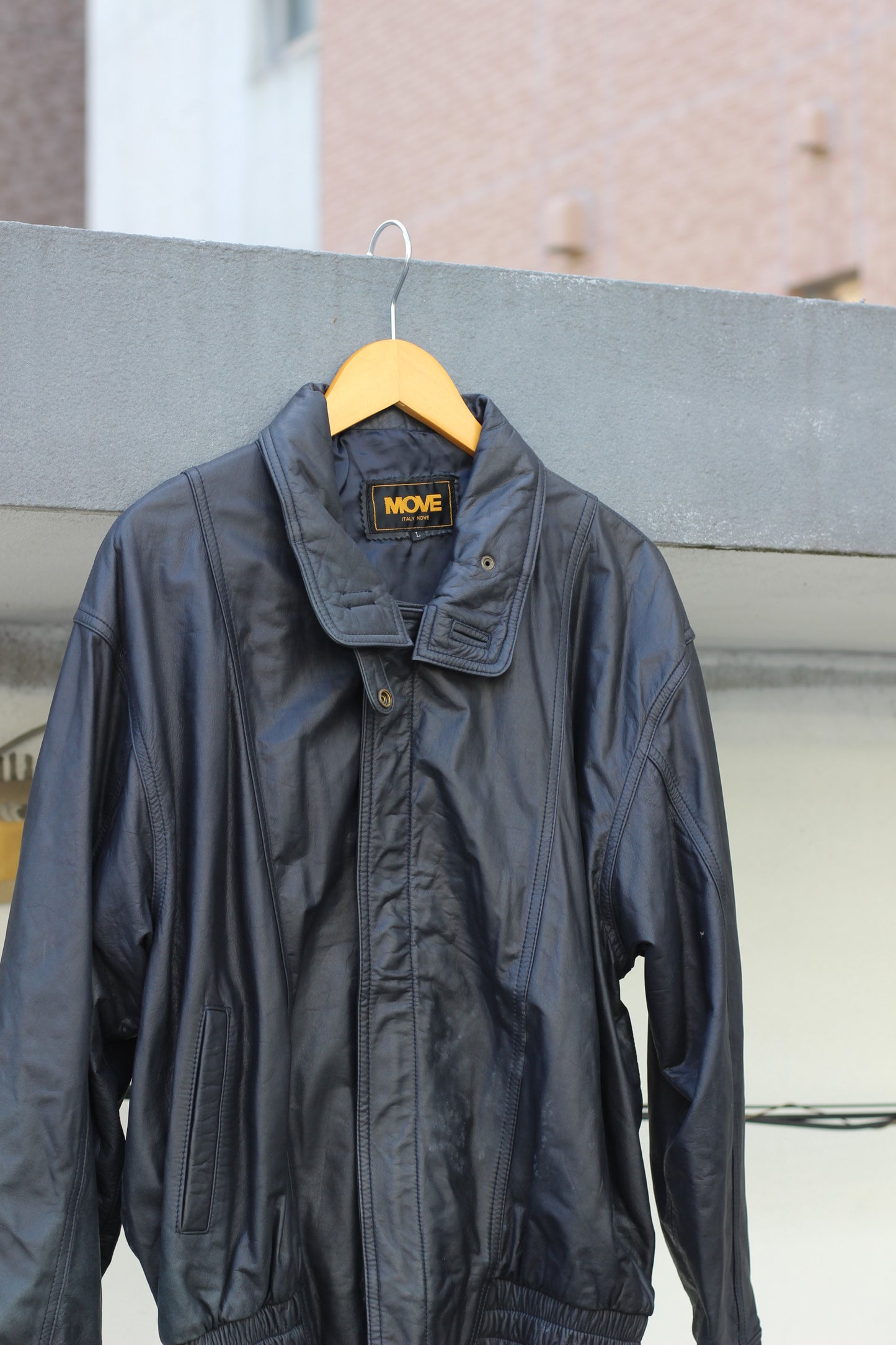 Men's Vintage Black & Navy Short Leather Jacket x2点