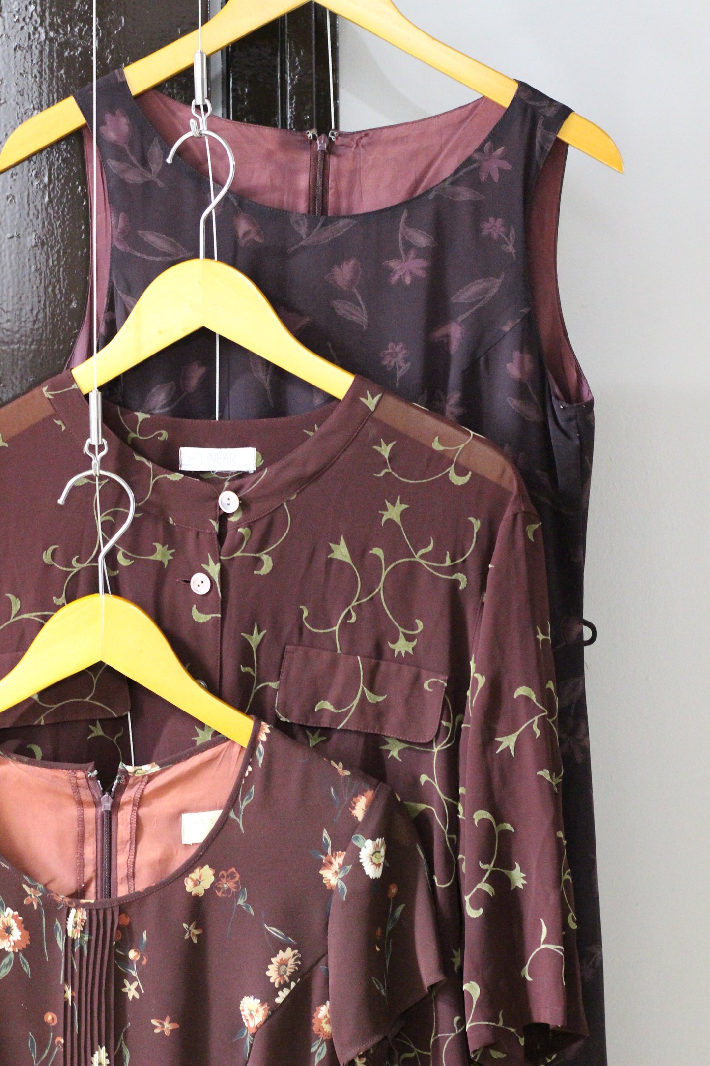 Vintage Brown Flower One-Piece x3点