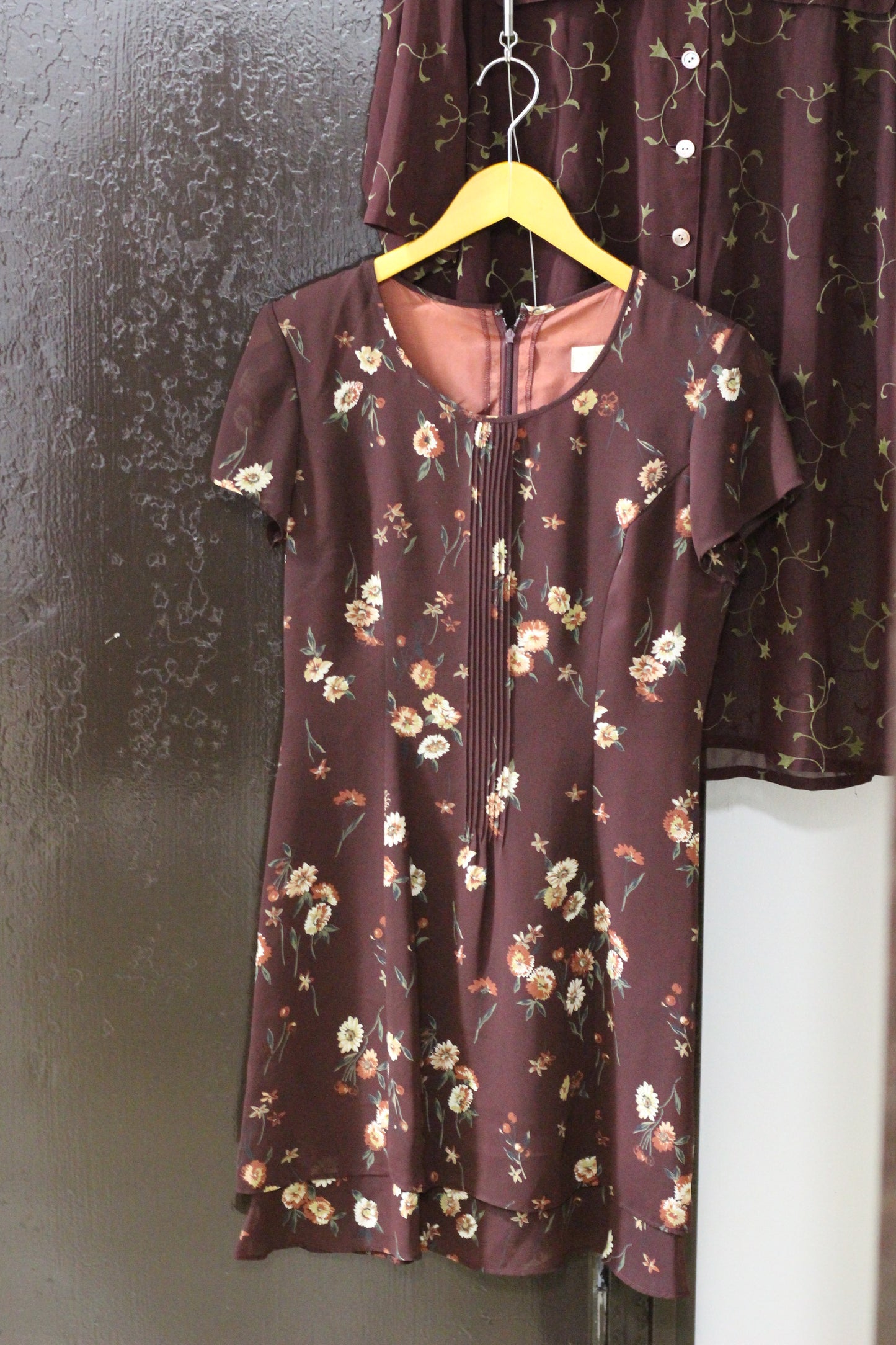 Vintage Brown Flower One-Piece x3点