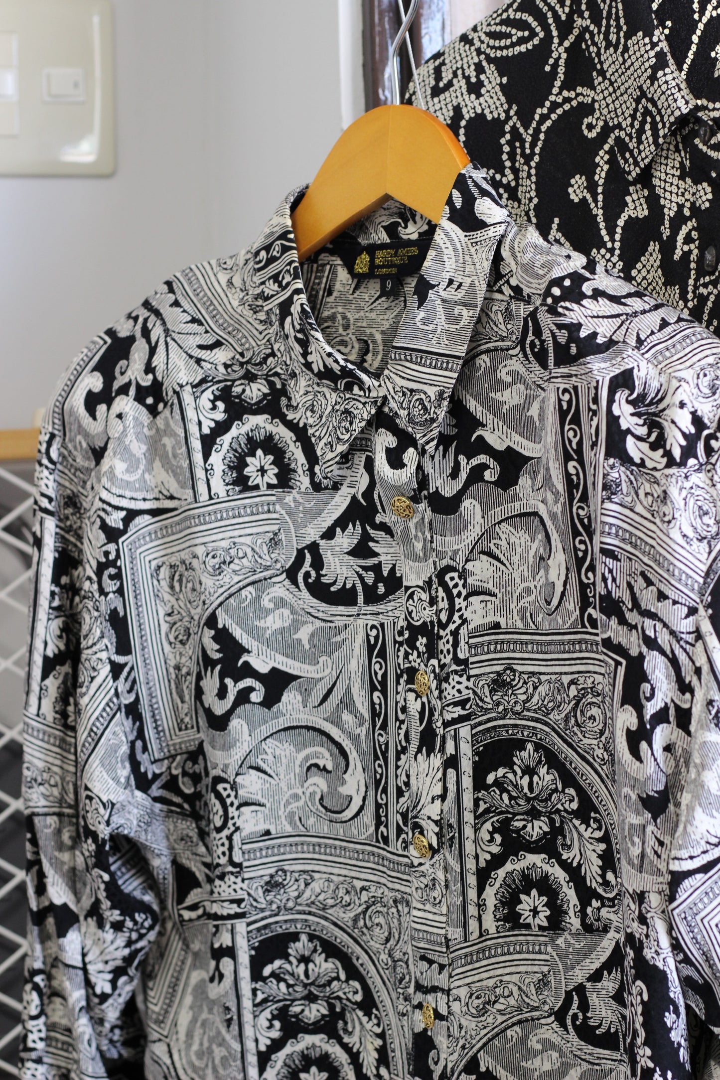 Vintage Black Designer Long Sleeve Blouse x4点