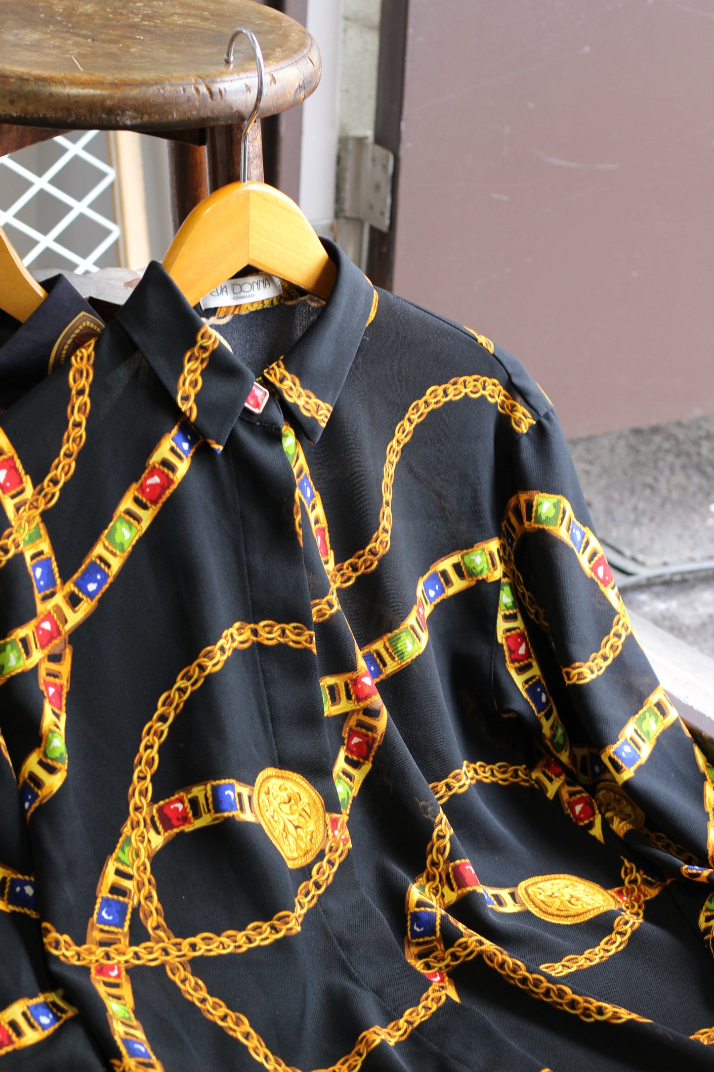 Vintage Black Designer Long Sleeve Blouse x4点