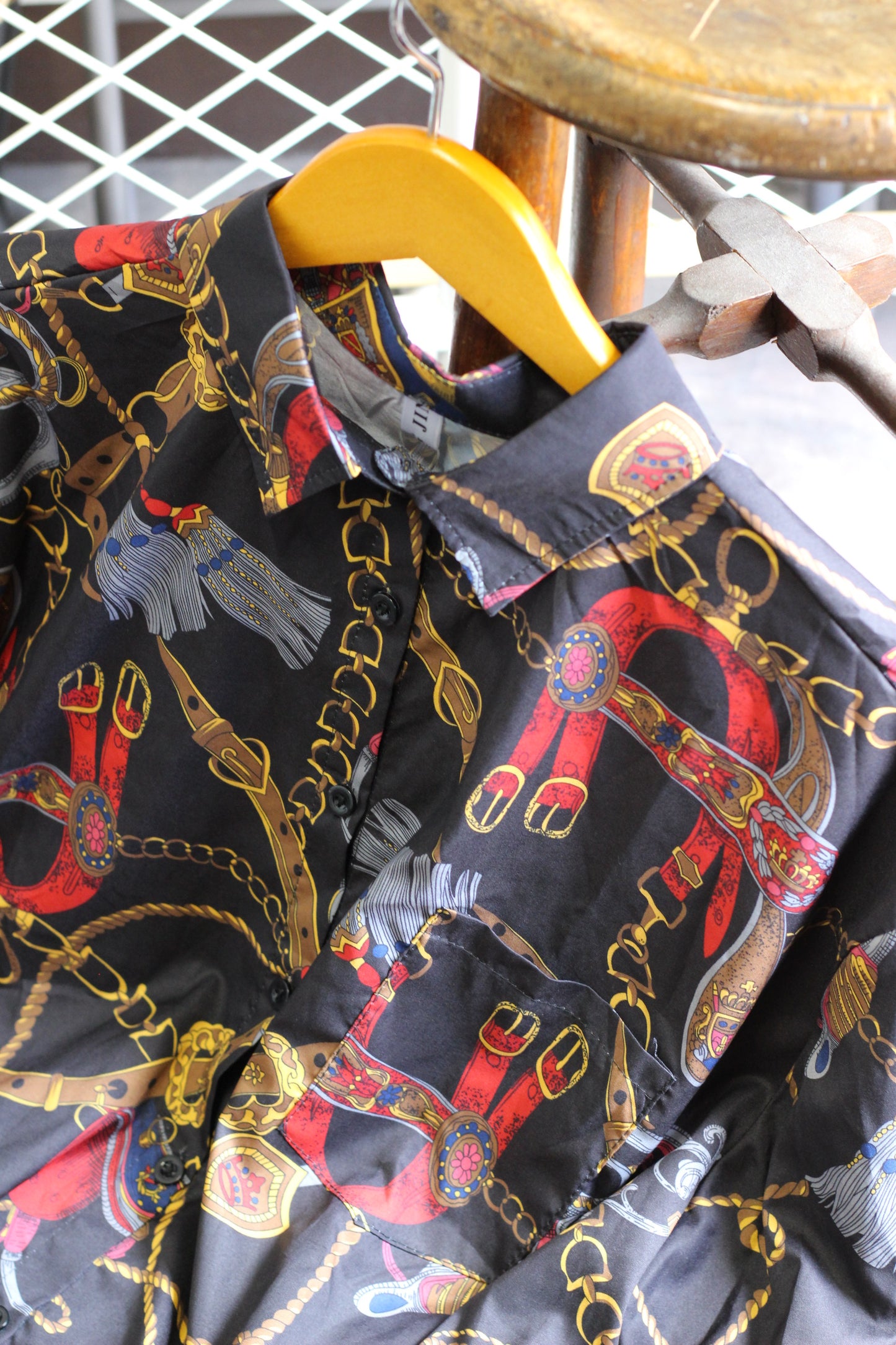 Vintage Black Designer Long Sleeve Blouse x4点
