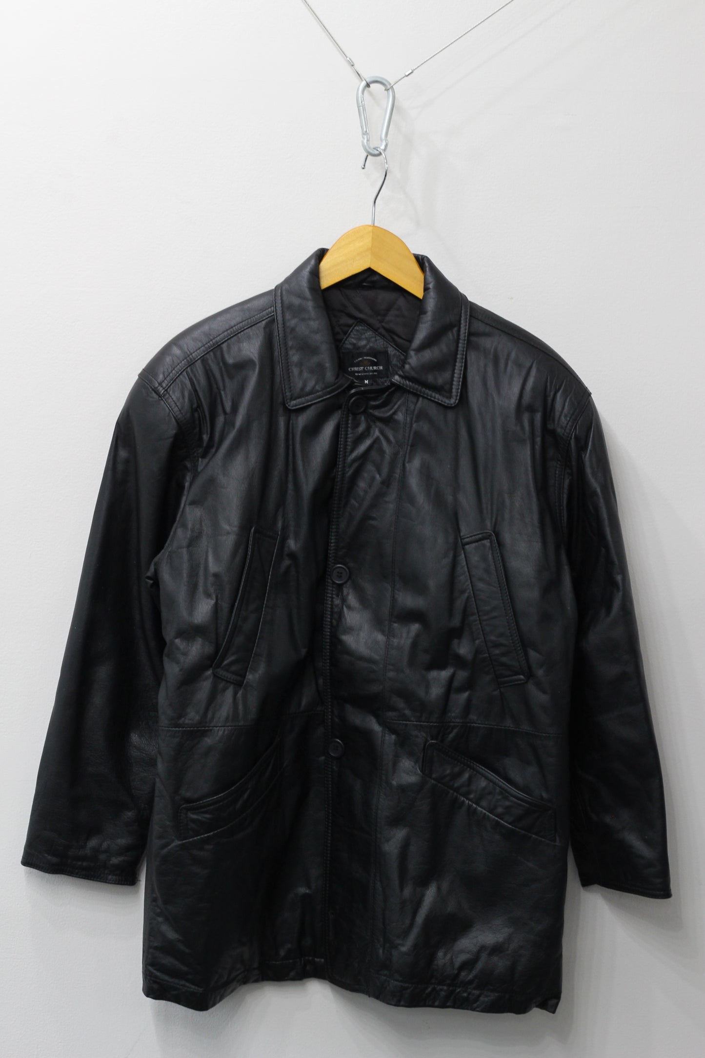 Men's Vintage Black Leather Utility Jacket x3点