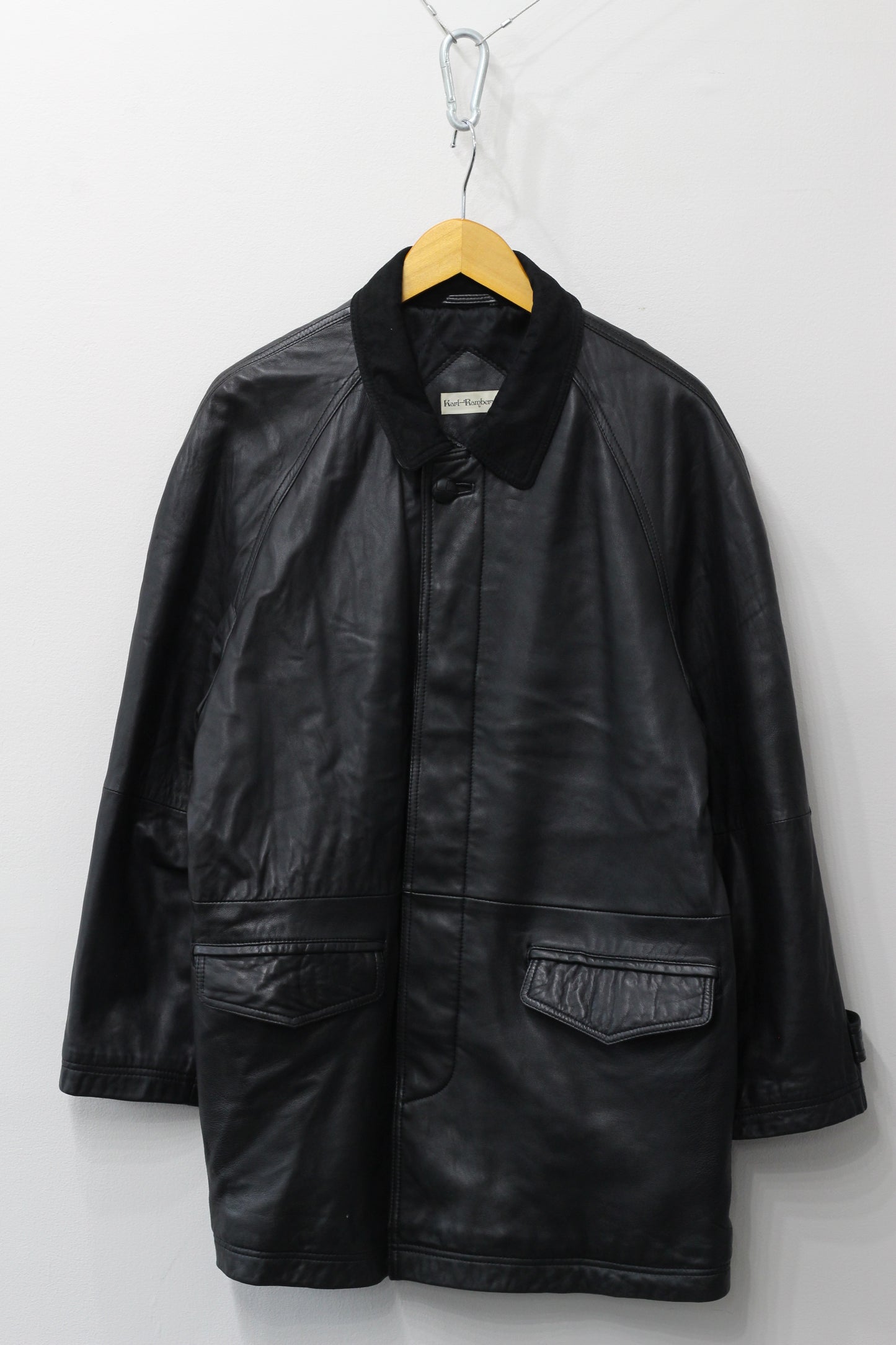 Men's Vintage Black Leather Utility Jacket x4点