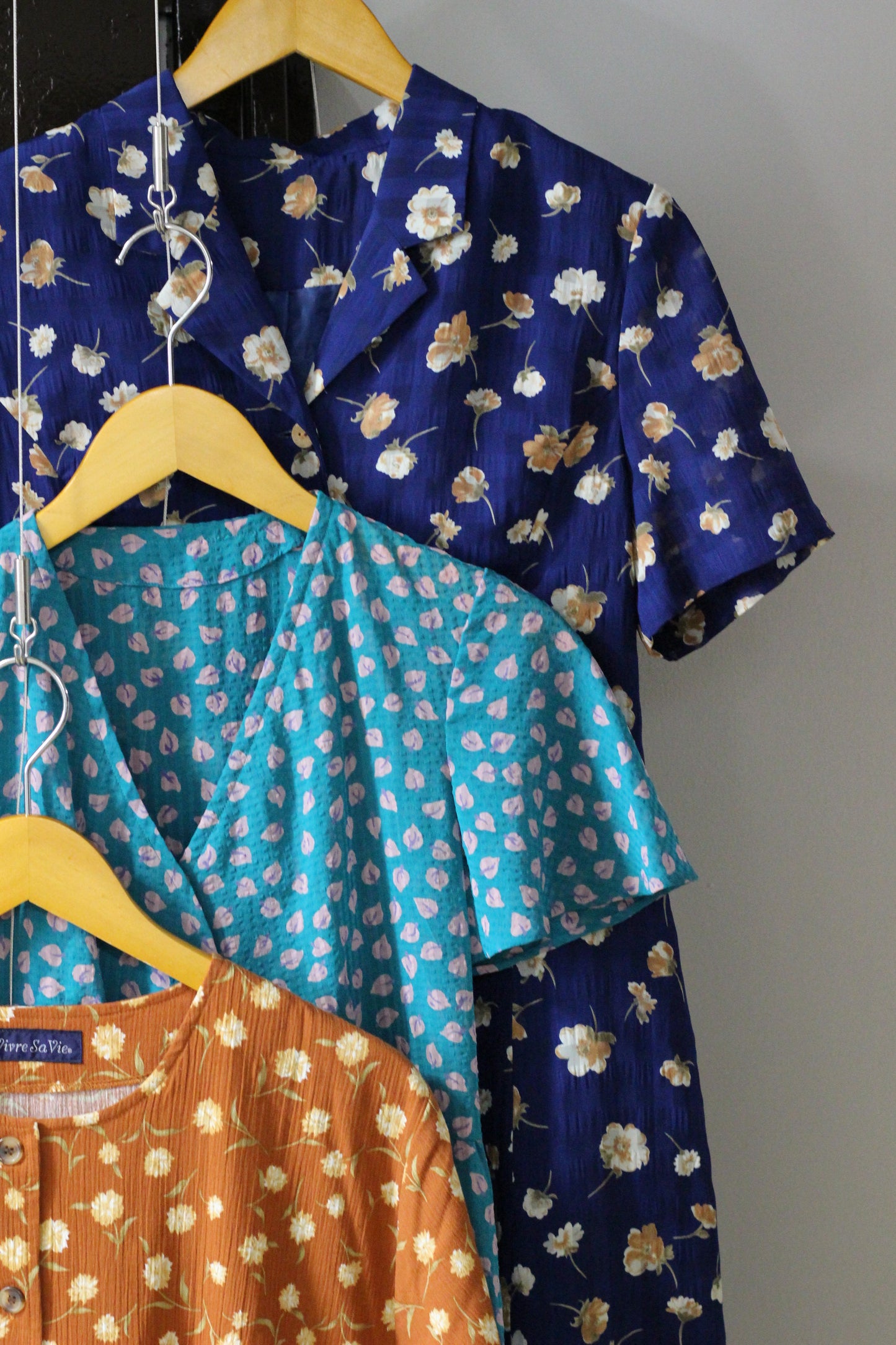 Vintage Flower Short Sleeve One-Piece x3点