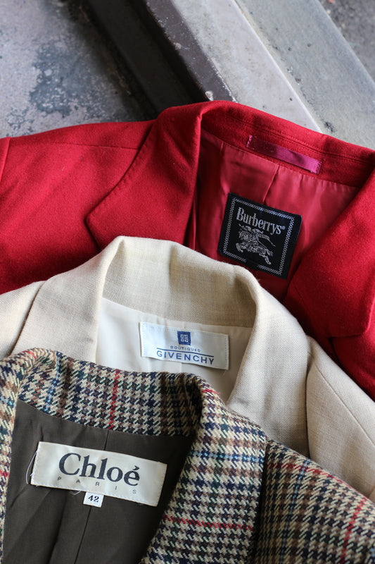 Givenchy, Chloe, & Burberrys Tailored Jackets set x3点