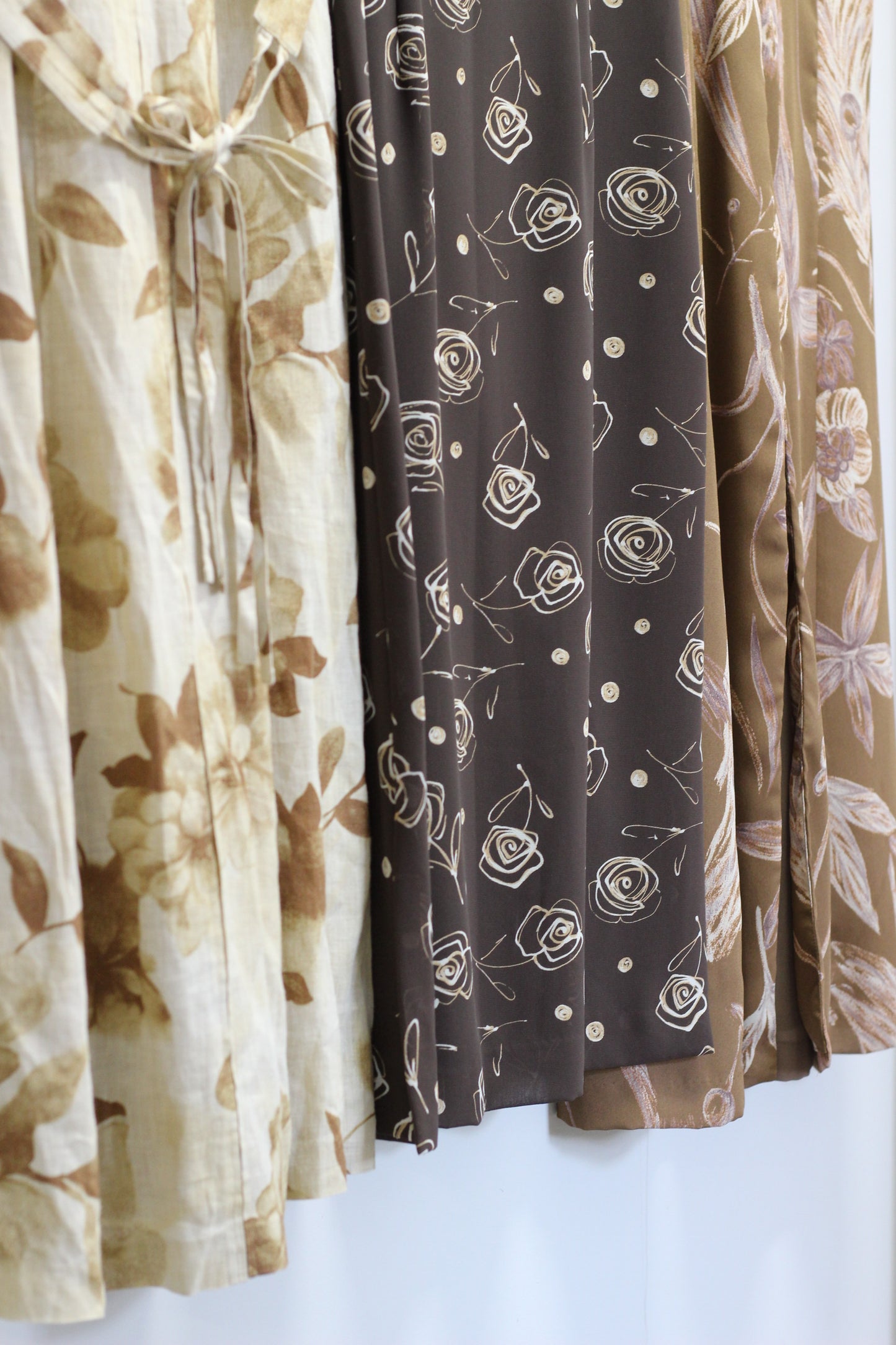 Vintage Brown Flower Short Sleeve One-Piece x3点