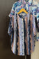 Vintage Blue Purple Design Short Sleeve Blouse x6点