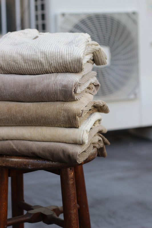 Men's Beige Wide Corduroy Bottoms x5点