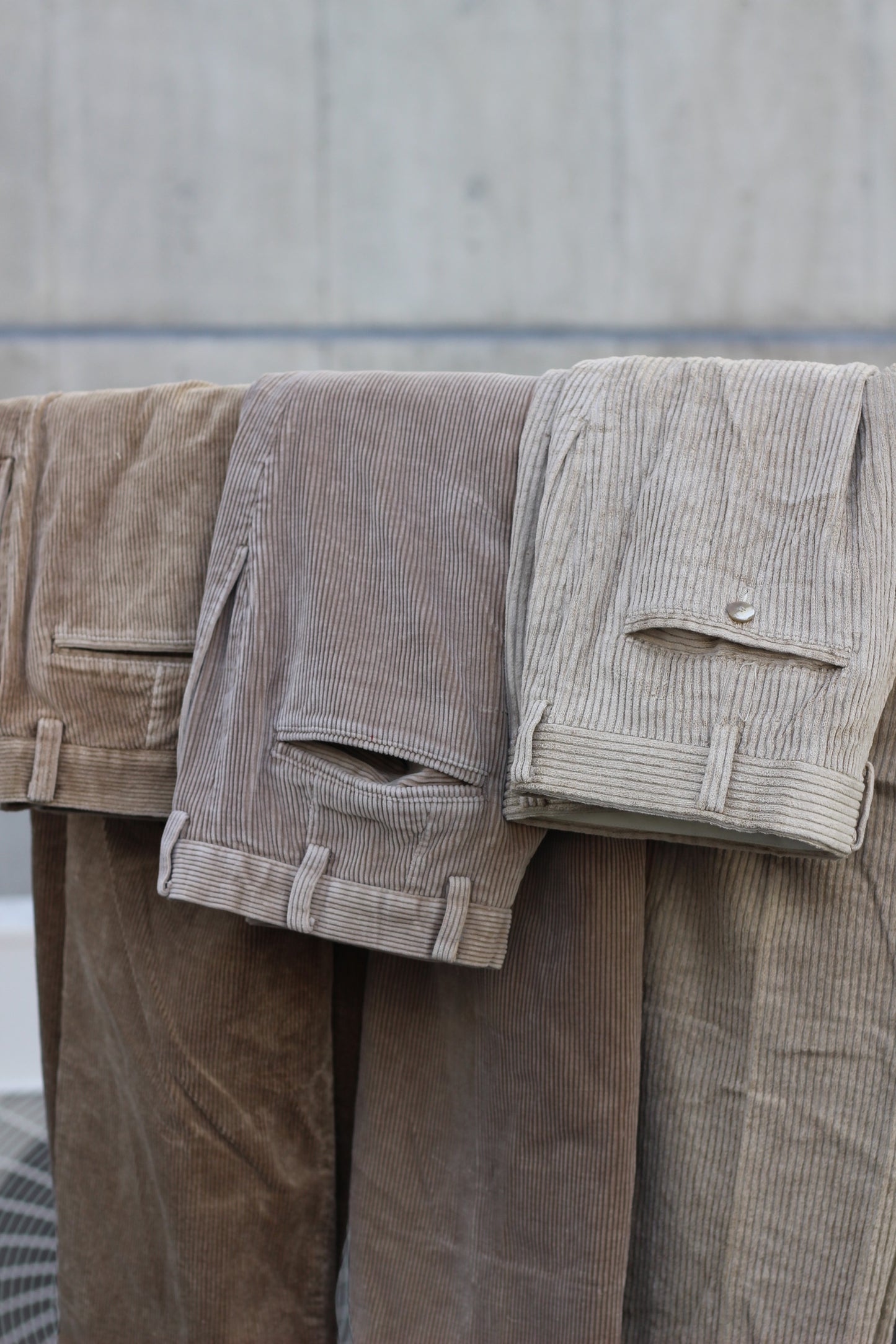 Men's Beige Wide Corduroy Bottoms x5点