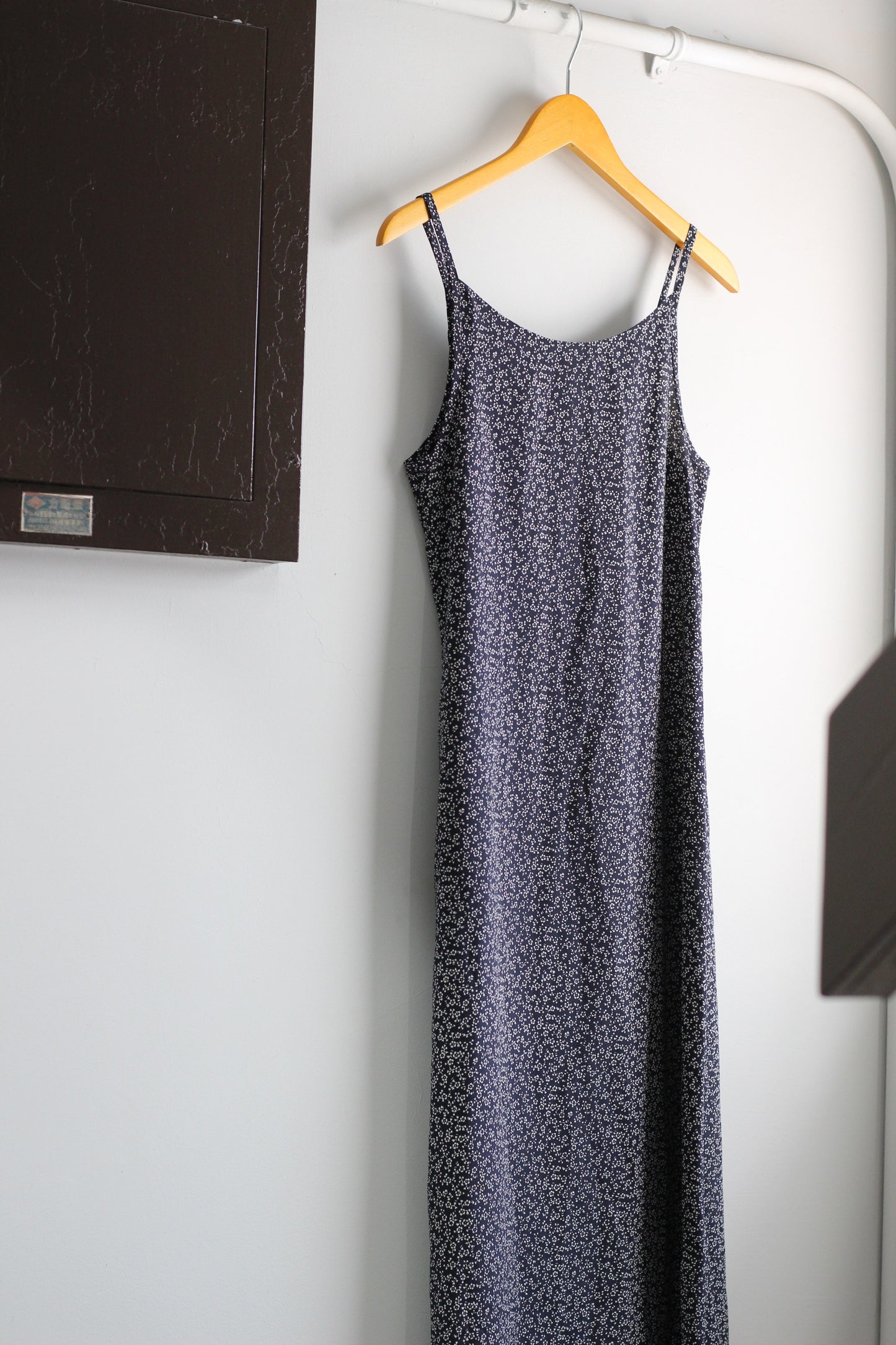 Vintage Navy Small Flower No Sleeve One-Piece x3点