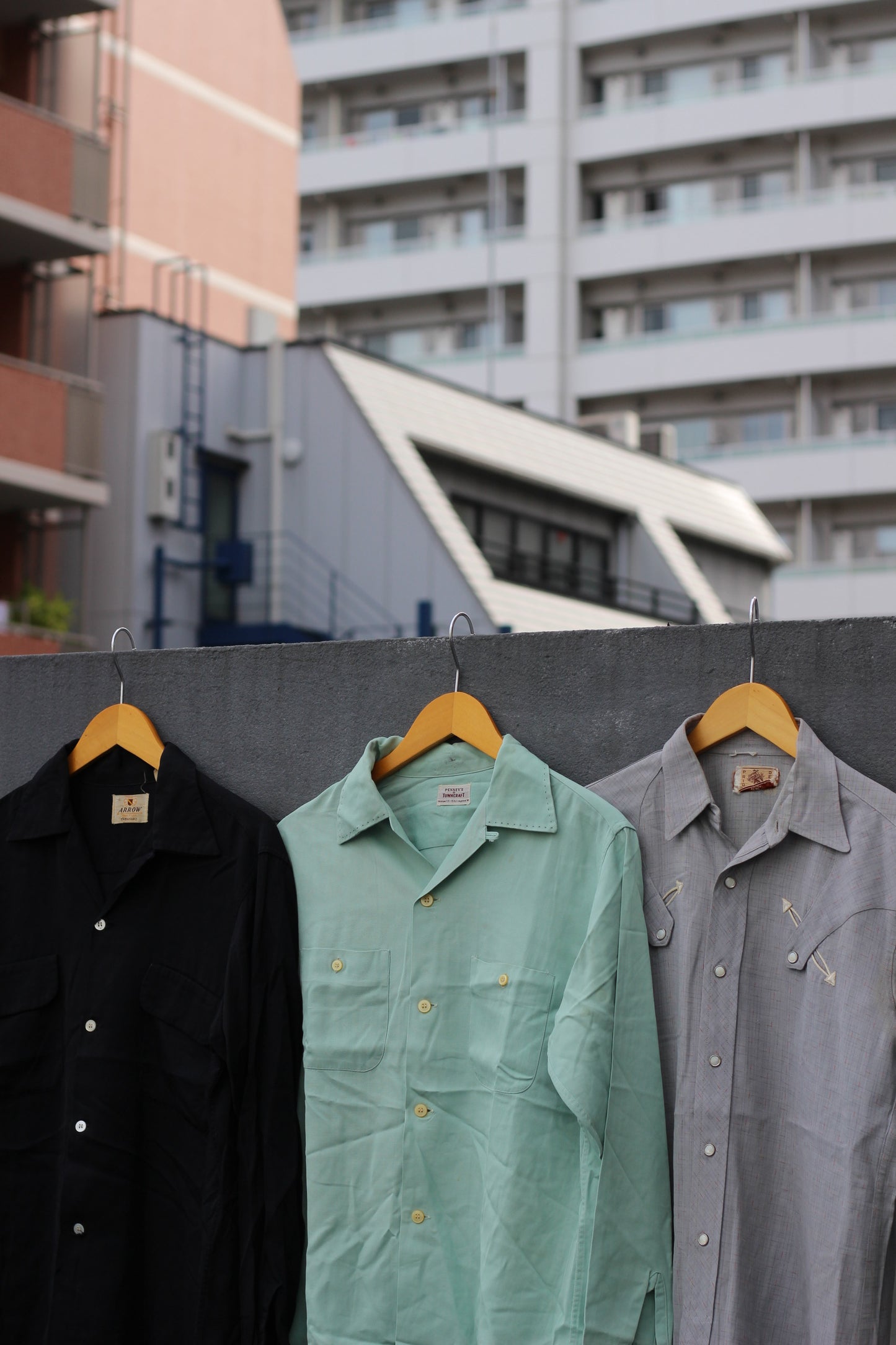 50's 60's Usa Brand Vintage Rayon Long Sleeve Shirt x3点