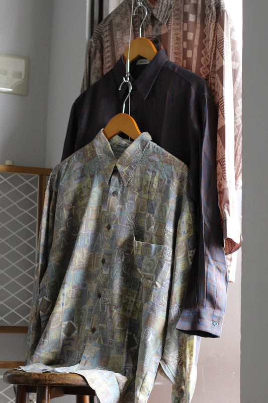 Men's Geometric Design Long Sleeve Shirt x4点