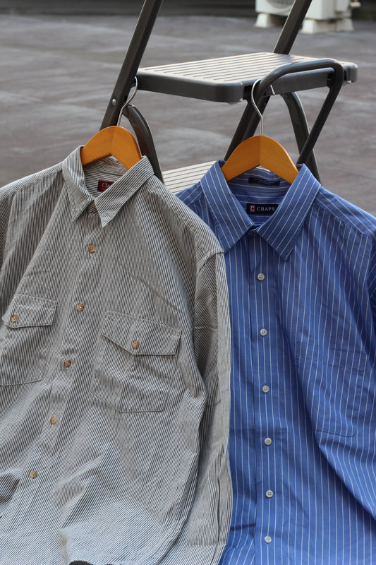 90's CHAPS Ralph Lauren Stripe Long Sleeve Shirt set x2点