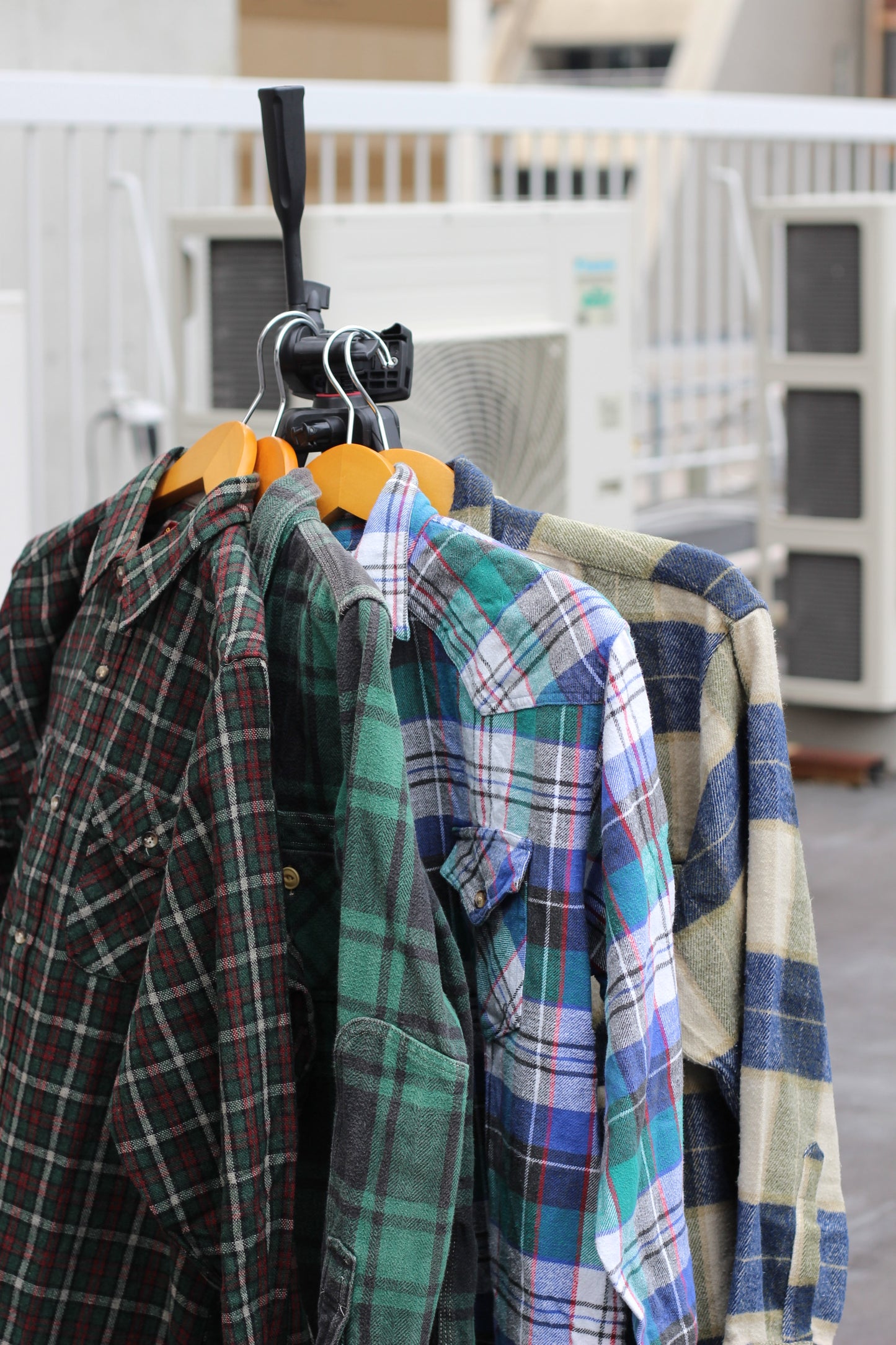 Men's Green Check Flannel Shirt x4点