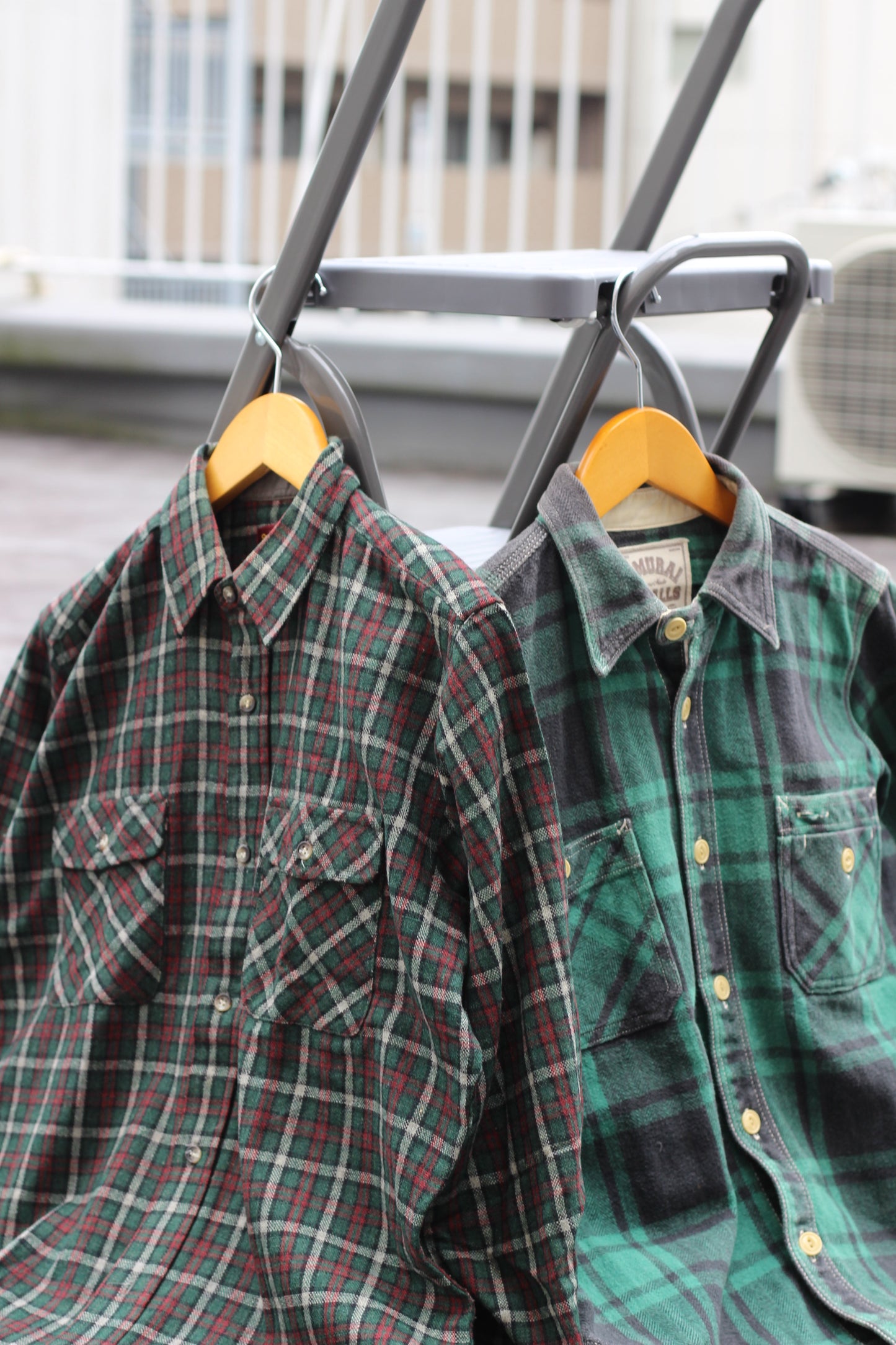 Men's Green Check Flannel Shirt x4点