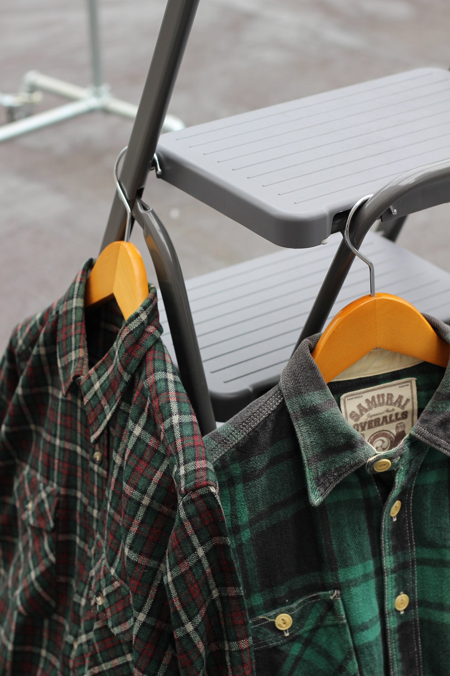 Men's Green Check Flannel Shirt x4点