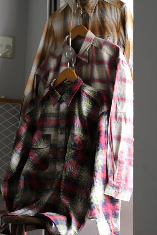 Men's Light Ombre Check Flannel Shirt x3点