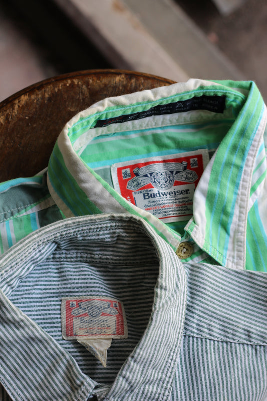 80-90's Budweiser Vintage Striped Short Sleeve Shirt set x2点