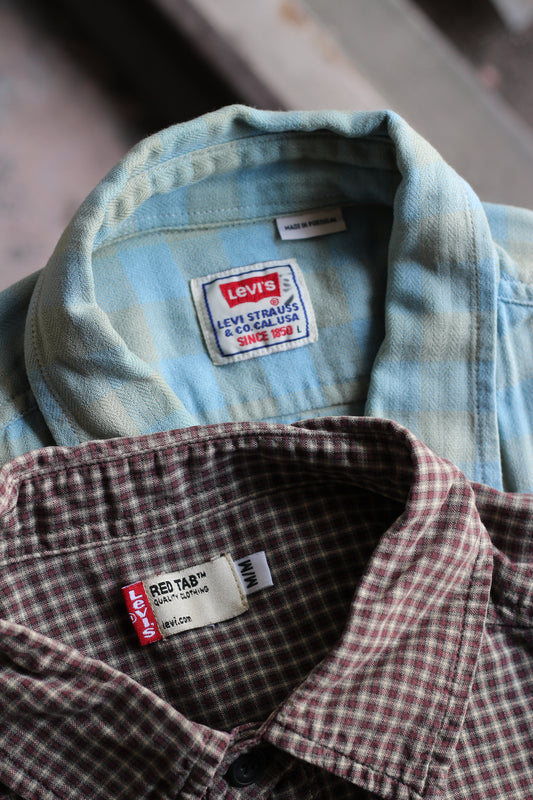 90's Men's Levi's Check Long Sleeve Shirt set x2点