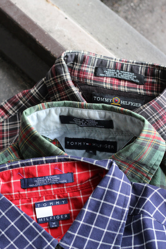 90's Tommy Hilfiger Check Long Sleeve Shirt set x3点