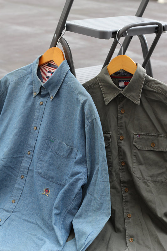 90's Tommy Hilfiger Work & Denim Shirt set x2点