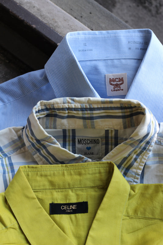 CELINE, MCM, & MOSCHINO Luxury Brand Short Sleeve Shirts set x3点