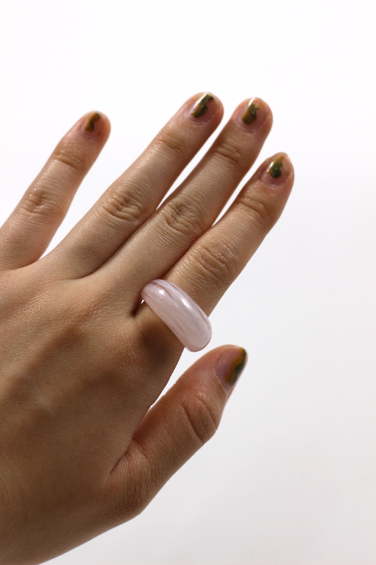 Vintage pink clear ring 揺れる恋心