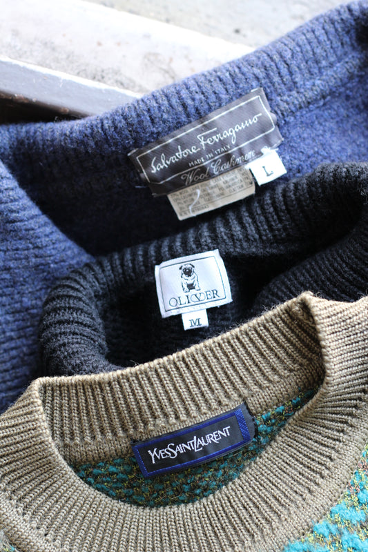 Yves Saint Laurent, Salvador Ferragamo, & Valentino Men's Knitwear set x3点