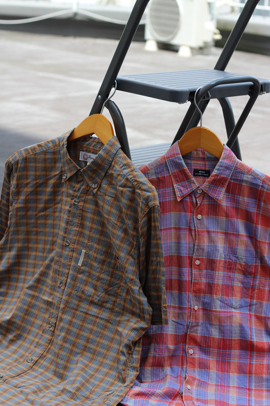 Made In France Men's Vintage Check Short Sleeve Shirt set x2点