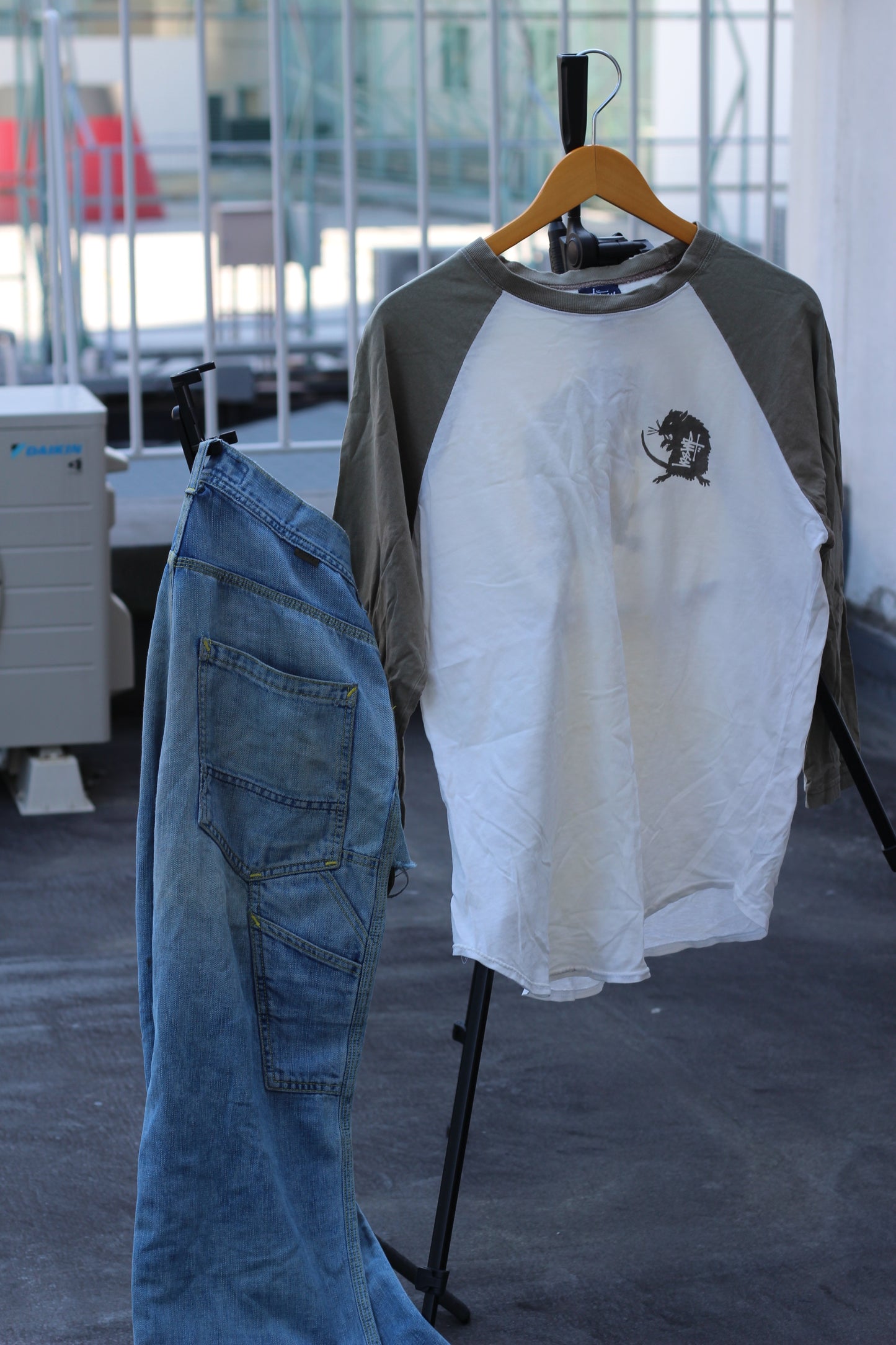 90's Old Stussy Long Sleeve T-Shirt & Denim Pants x2点