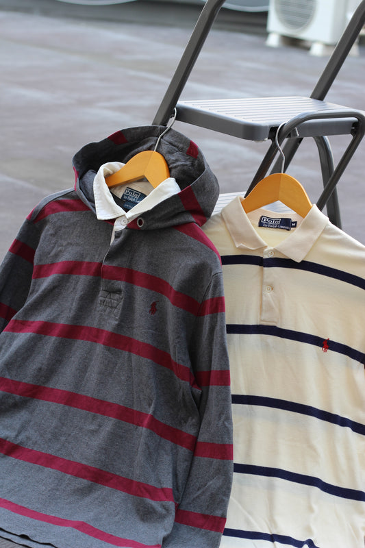 90-00's Polo Ralph Lauren Stripe Long Sleeve Polo Shirt set x2点