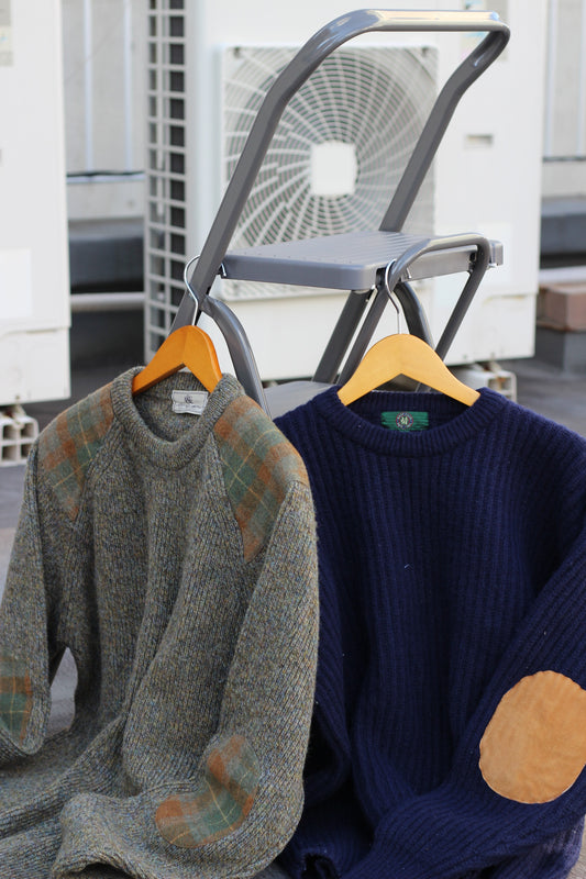 Men's Vintage Elbow Patch Knit x2点