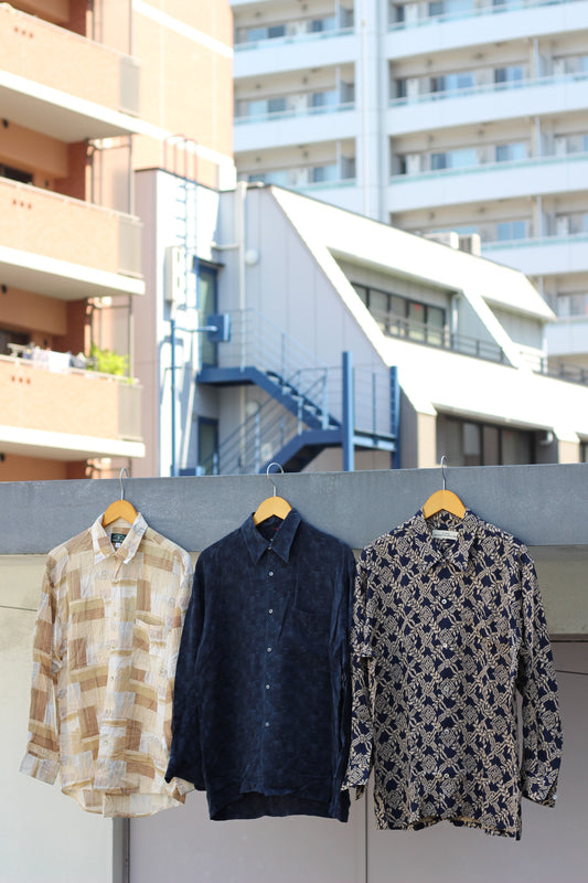 Men's Luxury Material Cupro & Rayon Design Long Sleeve Shirt x3点