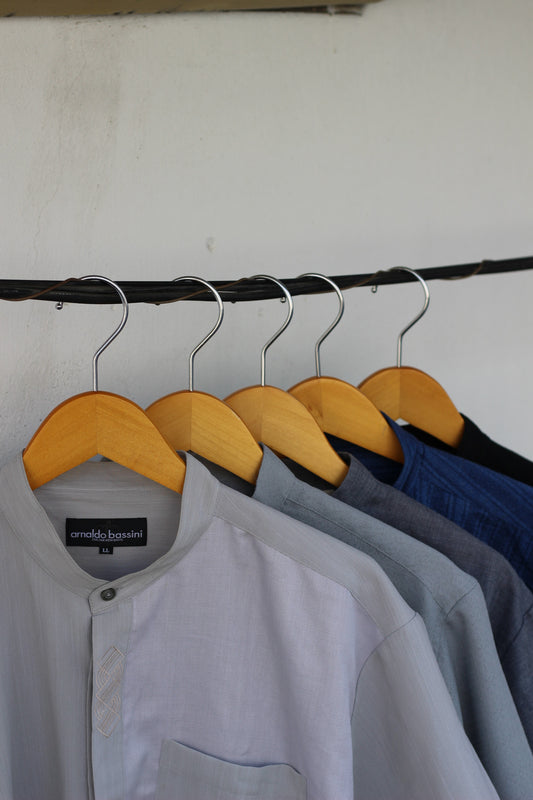 Men's Band Collar Short Sleeve Shirt x5点